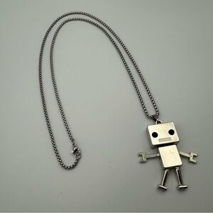 Silver Robot Pendant Necklace